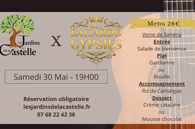 Les Jardins de la Castelle Montpellier • Dîner et Gypsy Live Samedi 30 mai