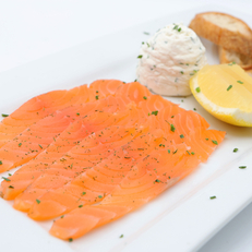 Gravelax de saumon- Restaurant L'Effet Jardin Lattes