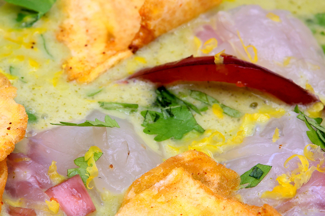 Ceviche de daurade au leche de tigre vert - Restaurant Nomadic Montpellier 