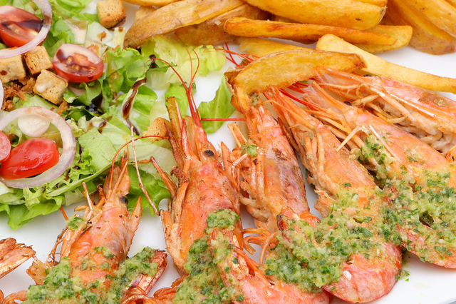 Gambas à la plancha - Le Virage Sud - Les Restaurants de Balaruc-les-Bains